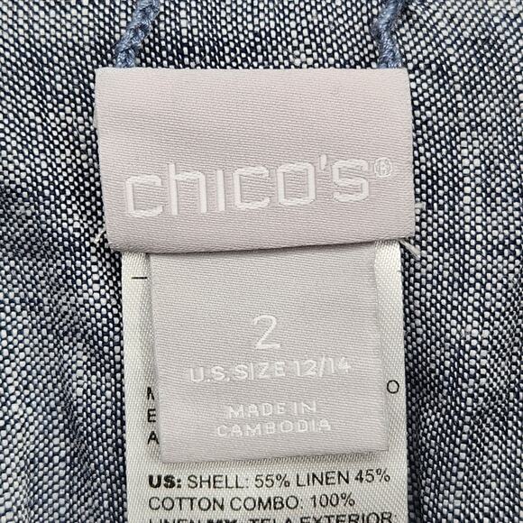 NWT Chico's Reversable Linen Indigo Stripe Jacket  Women's 2 (Large 12) - Picture 2 of 15